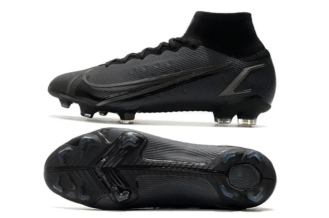Nike Mercurial High-Cut Preto Superfície Firme Sapatos de Futebol 2