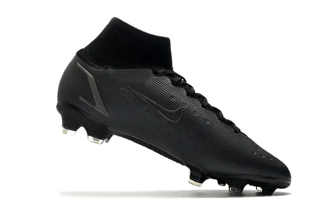 Nike Mercurial High-Cut Preto Superfície Firme Sapatos de Futebol 3