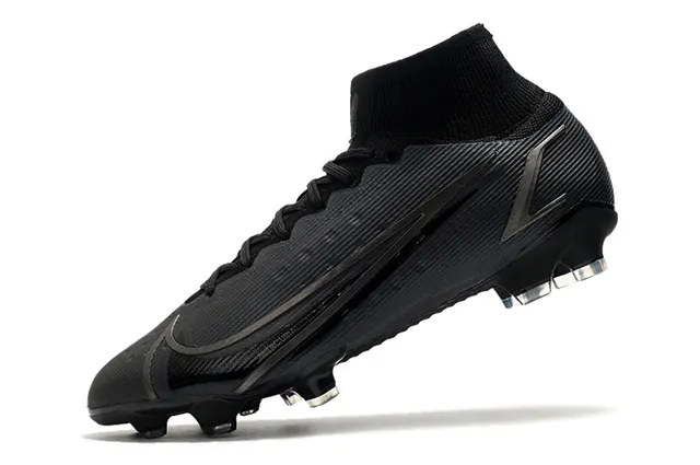 Nike Mercurial High-Cut Preto Superfície Firme Sapatos de Futebol 4