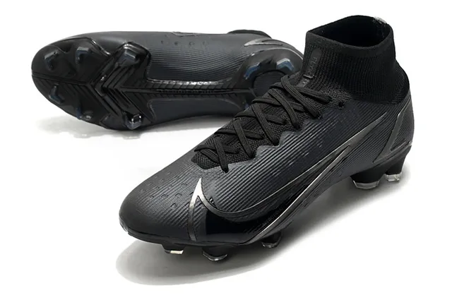 Nike Mercurial High-Cut Preto Superfície Firme Sapatos de Futebol 6