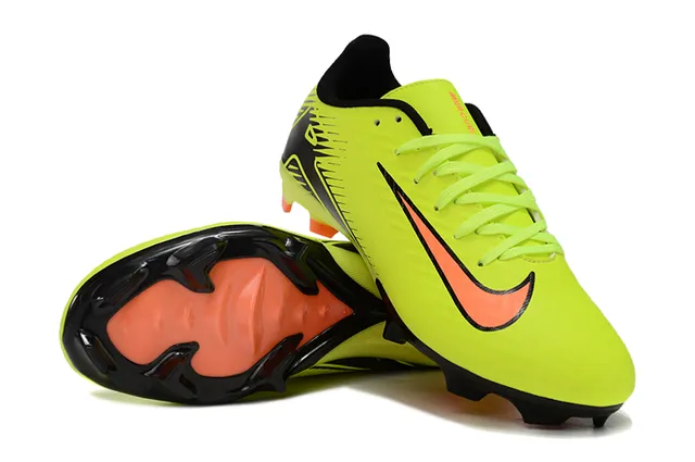 Nike Mercurial Vapor Amarelo Neón Preto Laranja Campo Firme Sapatos de Futebol 4