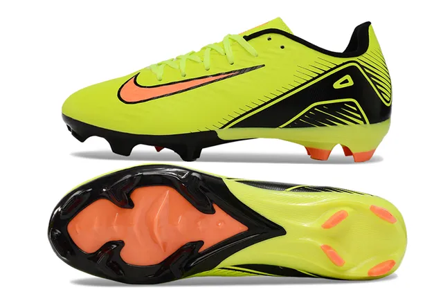 Nike Mercurial Vapor Amarelo Neón Preto Laranja Campo Firme Sapatos de Futebol 6