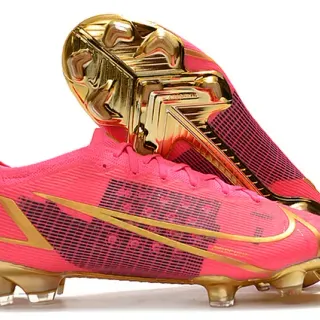 Nike Mercurial Vapor Pink and Gold Firm-Ground Soccer Shoes