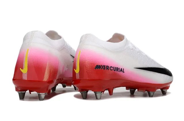 Nike Mercurial Sapatos de Futebol branco e vermelho com upper de malha calcanhar gradiente Firm-Ground 5