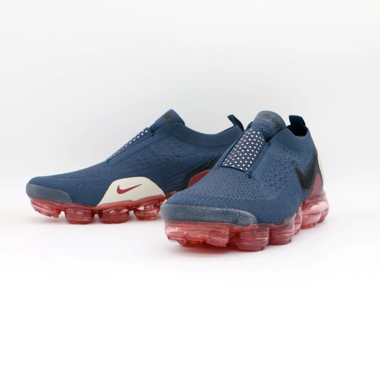 Nike Navy Red Slip-On Knit Upper Translucent Segmented Air Sole Lifestyle Sneakers 4