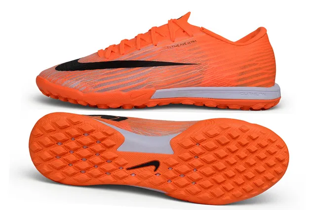 Nike tênis de futebol turf upper Flyweave Low-Cut Collar laranja preto 2