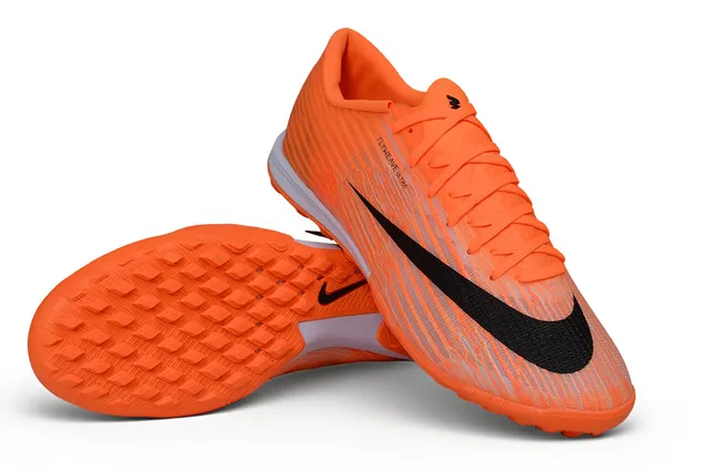 Nike tênis de futebol turf upper Flyweave Low-Cut Collar laranja preto 3