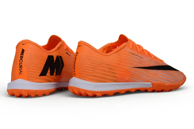 Nike tênis de futebol turf upper Flyweave Low-Cut Collar laranja preto 5