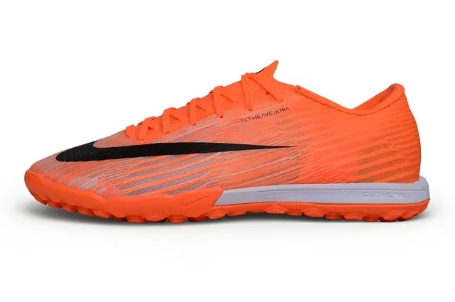 Nike tênis de futebol turf upper Flyweave Low-Cut Collar laranja preto 6