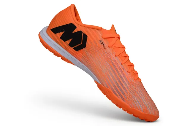 Nike tênis de futebol turf upper Flyweave Low-Cut Collar laranja preto 7