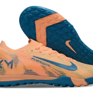 Nike Sapatos de futebol upper de knit laranja e azul suela turf