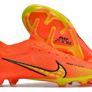 Nike Chaussures de football orange jaune tige maille col ajustement dynamique semelle sol ferme