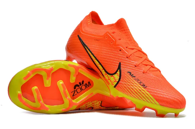 Nike Chaussures de football orange jaune tige maille col ajustement dynamique semelle sol ferme 2