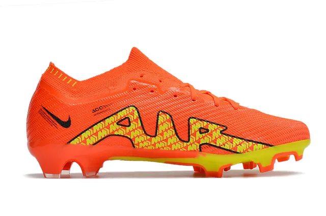 Nike Chaussures de football orange jaune tige maille col ajustement dynamique semelle sol ferme 5