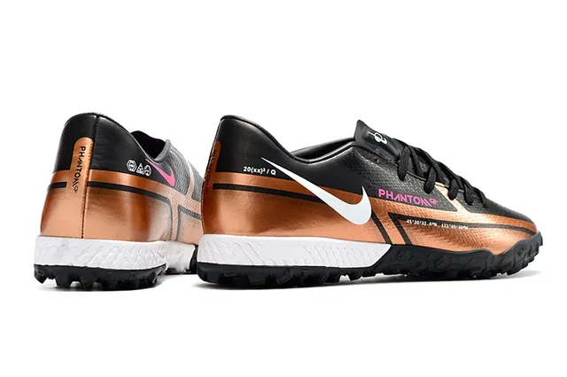 Nike Phantom GT 黑色棕色 低帮 合成鞋面 金属铜橙渐变 草地足球鞋 18
