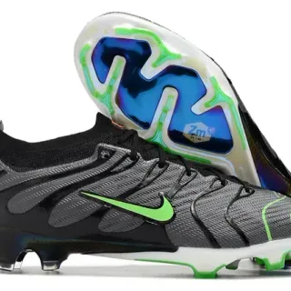 Nike Phantom GT Preto Verde Upper Tricotado Padrão Ondulado Overlays Sintéticos Firm-Ground Sapatos de Futebol