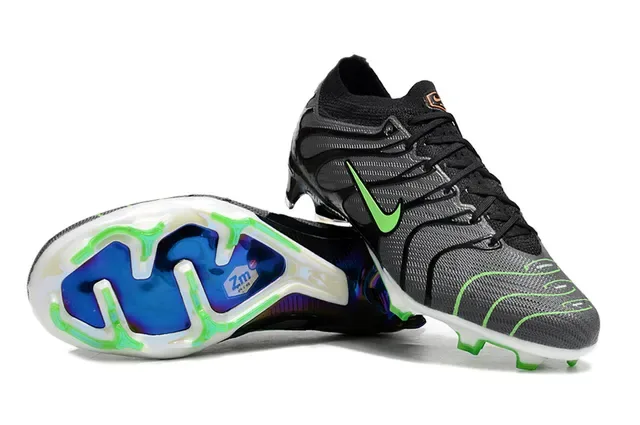 Nike Phantom GT Black Green Knit Upper Wave-Pattern Synthetic Overlays Firm-Ground Soccer Shoes 4