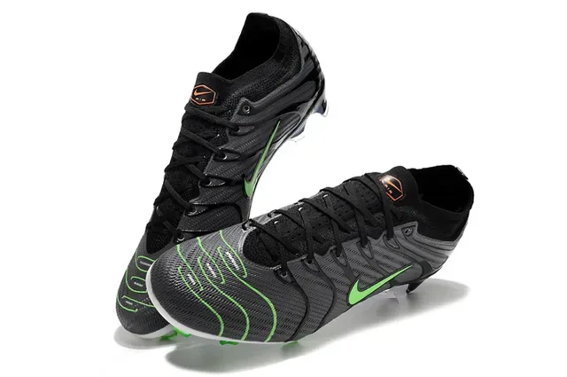 Nike Phantom GT Black Green Knit Upper Wave-Pattern Synthetic Overlays Firm-Ground Soccer Shoes 7