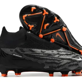 Nike Phantom GT Black Orange High-Cut Knit Collar Asymmetric Lacing Cover Firm-Ground Soccer Shoes