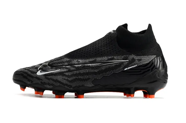 Nike Phantom GT Black Orange Col haut tricoté Lacets asymétriques Couvercle Terrain ferme Chaussures de football 5