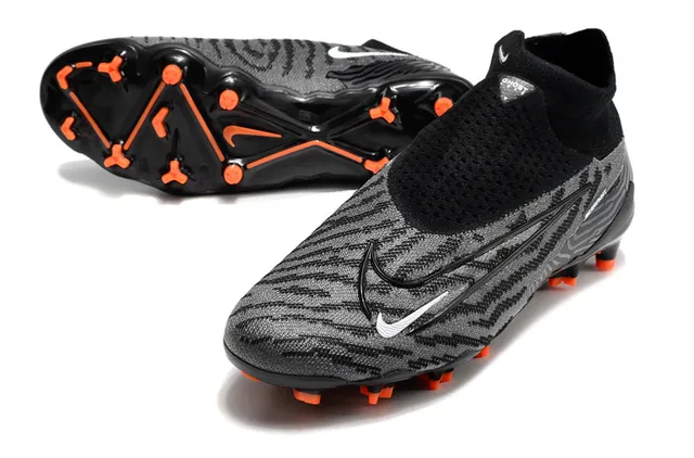 Nike Phantom GT Black Orange Col haut tricoté Lacets asymétriques Couvercle Terrain ferme Chaussures de football 6