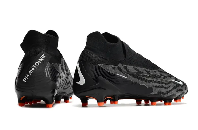 Nike Phantom GT Black Orange Col haut tricoté Lacets asymétriques Couvercle Terrain ferme Chaussures de football 7