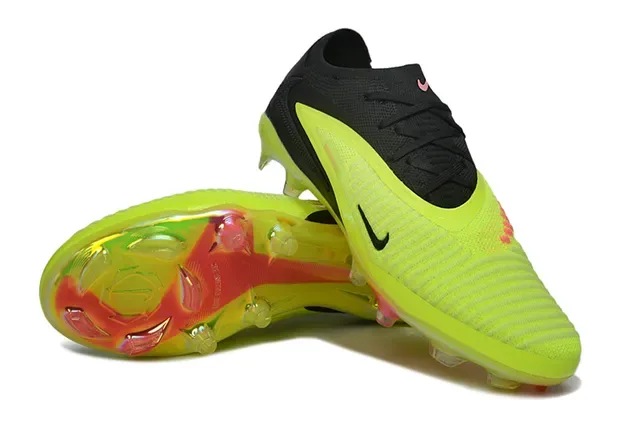 Nike Phantom GT أسود أصفر منخفض القطع نسيج غير متماثل الربط أرضية صلبة أحذية كرة القدم 4