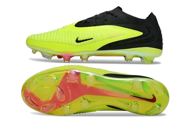 Nike Phantom GT أسود أصفر منخفض القطع نسيج غير متماثل الربط أرضية صلبة أحذية كرة القدم 6