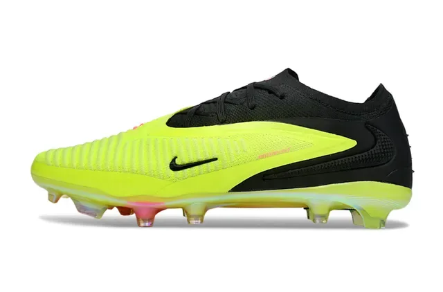Nike Phantom GT أسود أصفر منخفض القطع نسيج غير متماثل الربط أرضية صلبة أحذية كرة القدم 7