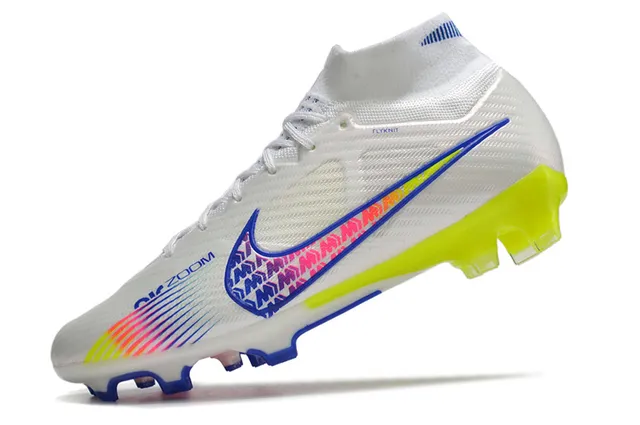 Nike Phantom GT High-Cut White Volt Blue Pink Firm-Ground Soccer Shoes 4