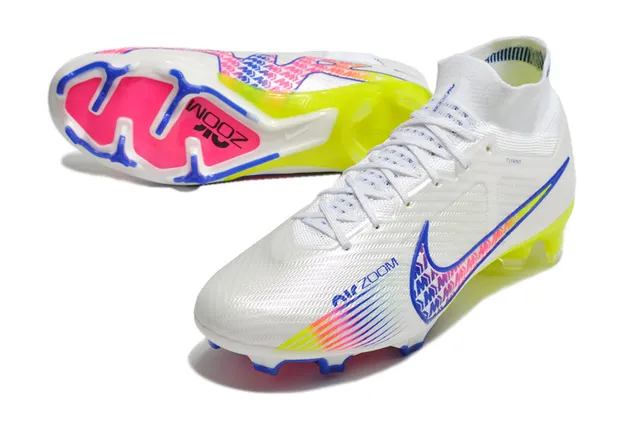 Nike Phantom GT High-Cut White Volt Blue Pink Firm-Ground Soccer Shoes 6