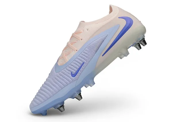 Nike Phantom GT গোলাপি নীল নিট উপর অসমমিত লেসিং Firm-Ground সকার জুতো 3