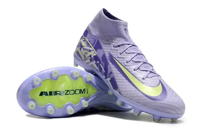 Nike Phantom GT बैंगनी पीला हाई टॉप सॉक-फिट अपर निट कंस्ट्रक्शन फर्म ग्राउंड सॉकर शूज 3