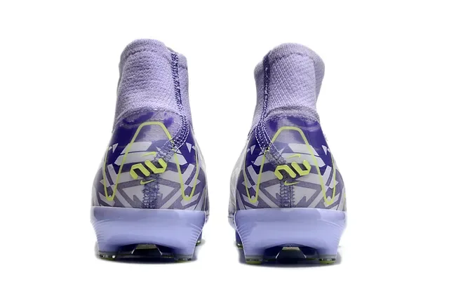 Nike Phantom GT बैंगनी पीला हाई टॉप सॉक-फिट अपर निट कंस्ट्रक्शन फर्म ग्राउंड सॉकर शूज 4