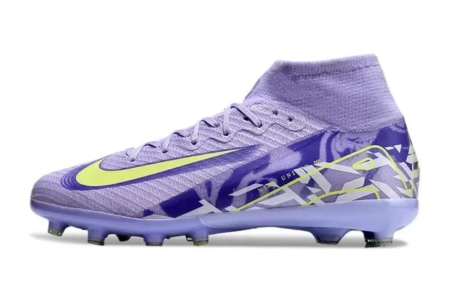Nike Phantom GT बैंगनी पीला हाई टॉप सॉक-फिट अपर निट कंस्ट्रक्शन फर्म ग्राउंड सॉकर शूज 8