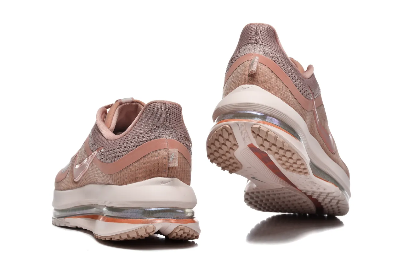 Nike Pink Beige Engineered Knit Upper Visible Air Zoom Unit Running Shoes 2