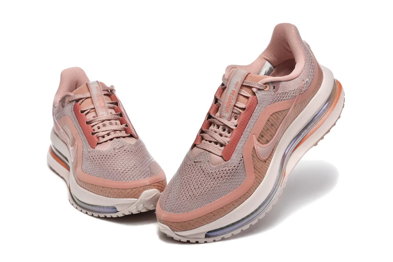 Nike Pink Beige Engineered Knit Upper Visible Air Zoom Unit Running Shoes 3