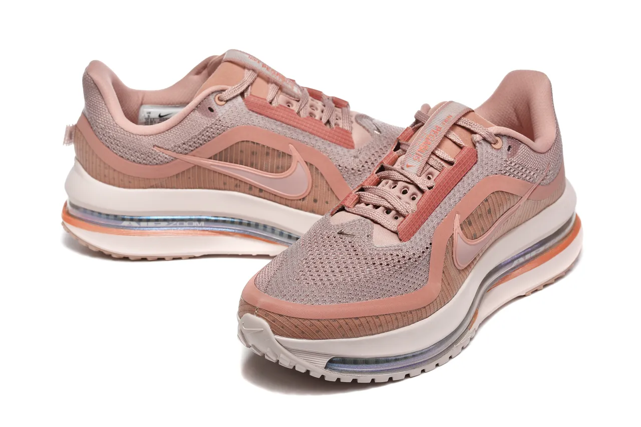 Nike Pink Beige Engineered Knit Upper Visible Air Zoom Unit Running Shoes 4