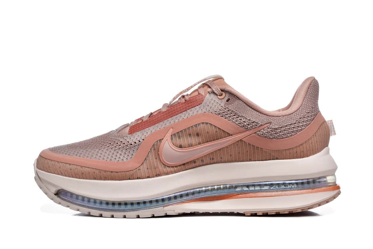 Nike Pink Beige Engineered Knit Upper Visible Air Zoom Unit Running Shoes 7
