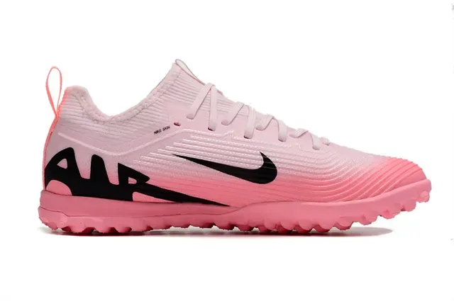 Nike Chaussures de football turf upper en tricot rose et noir semelle profil bas 15