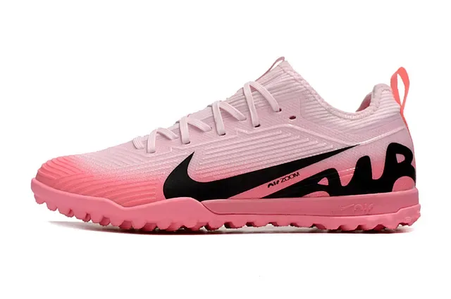 Nike Chaussures de football turf upper en tricot rose et noir semelle profil bas 16