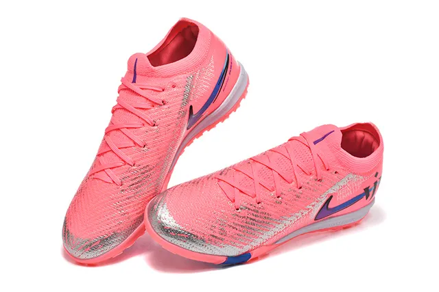 Nike Pink Blue Knit Upper Low-Cut Collar Turf Soccer Shoes 2