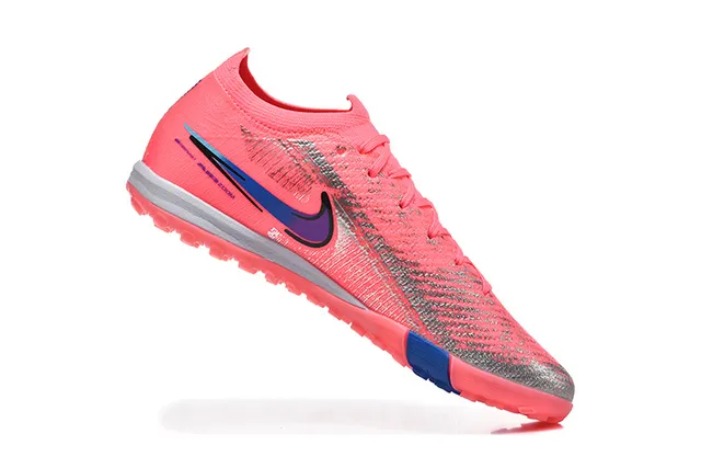 Nike Pink Blue Knit Upper Low-Cut Collar Turf Soccer Shoes 3