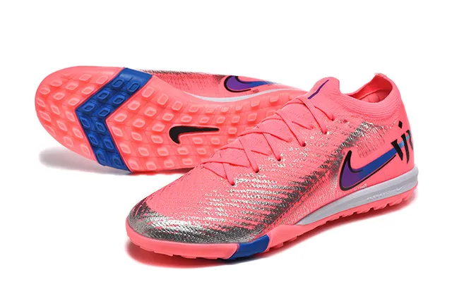 Nike Pink Blue Knit Upper Low-Cut Collar Turf Soccer Shoes 6