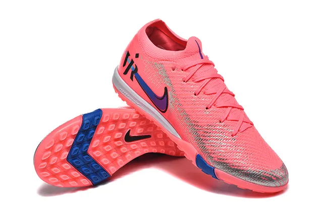 Nike Pink Blue Knit Upper Low-Cut Collar Turf Soccer Shoes 7