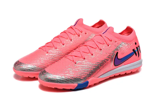 Nike Pink Blue Knit Upper Low-Cut Collar Turf Soccer Shoes 8