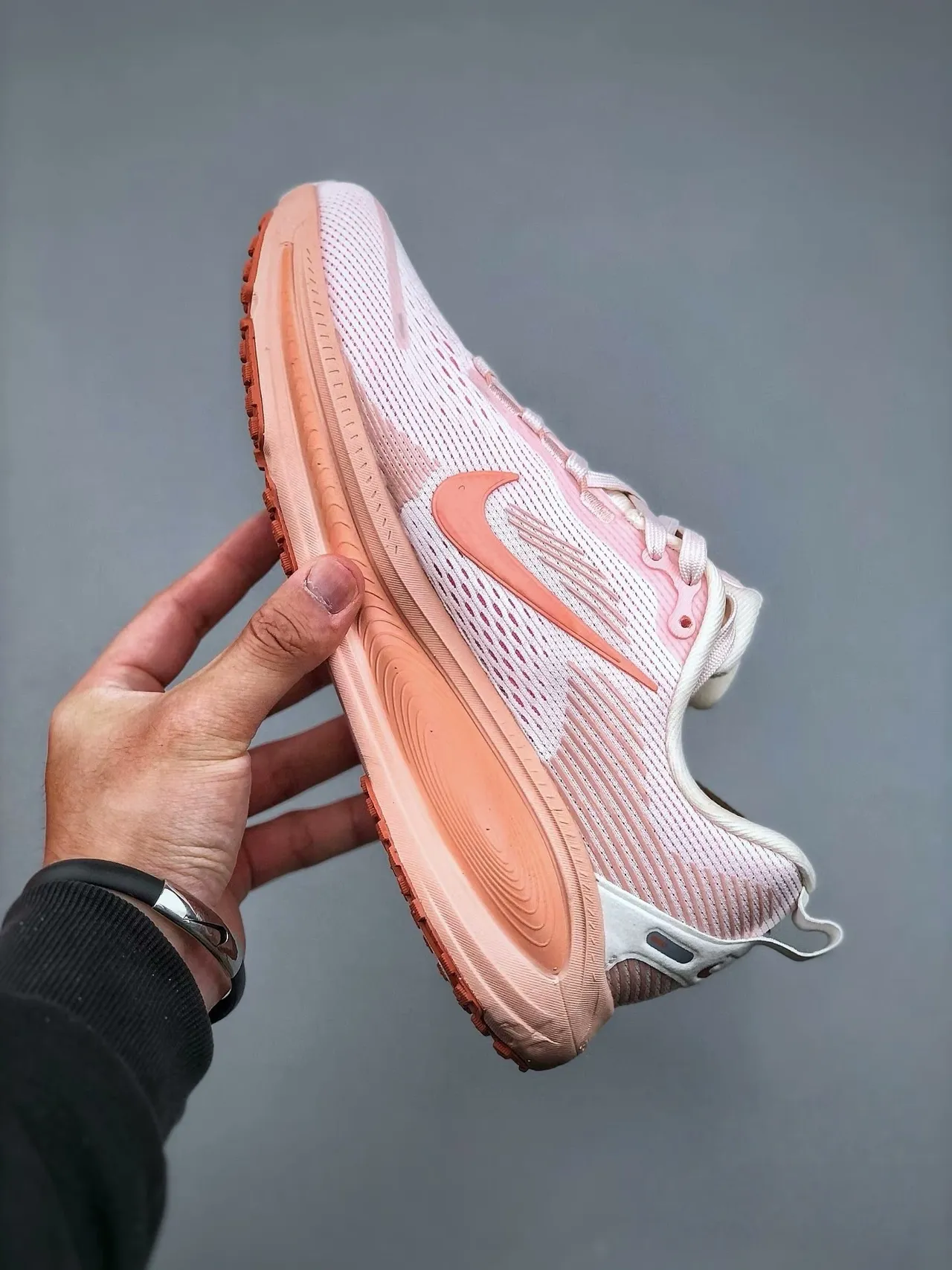 Nike rose orange respirant tissage supérieur superpositions motif ondulé chaussures de course 2