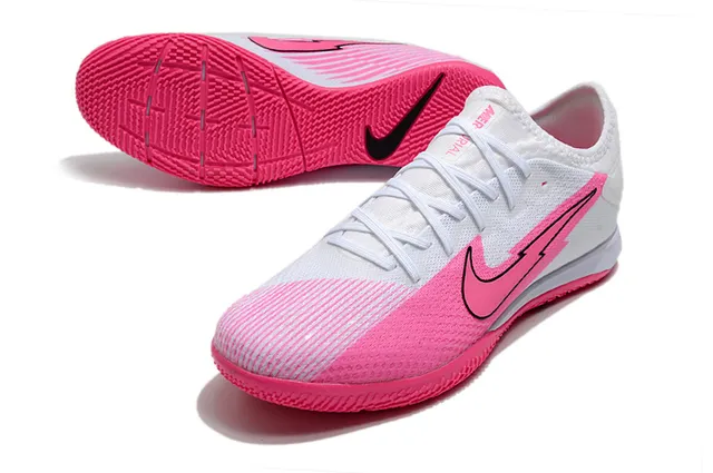 Nike Pink Silver Knit Upper Low-Profile Silhouette Indoor Soccer Shoes 11