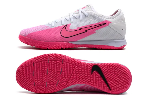 Nike Pink Silver Knit Upper Low-Profile Silhouette Indoor Soccer Shoes 14