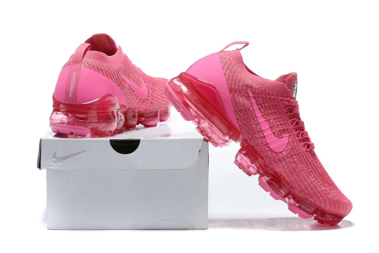 Nike Pink Transparent Flyknit Upper Full-Length Visible Air Unit Running Shoes 8